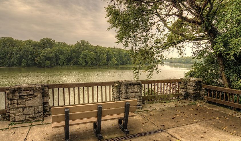 The scenic overlook of the Maumee river at Bend View park in Waterville Ohio