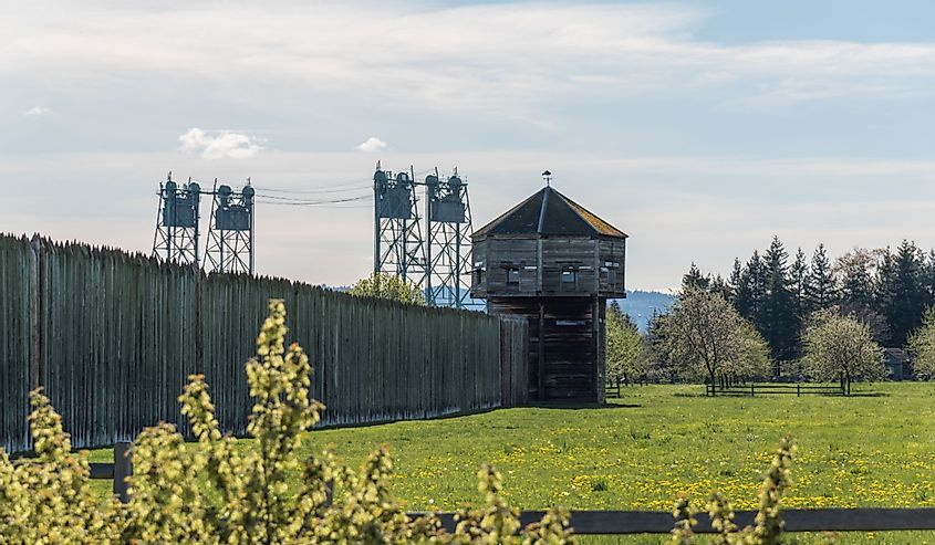 Fort Vancouver National Historic Site and the interstate 5 bridge