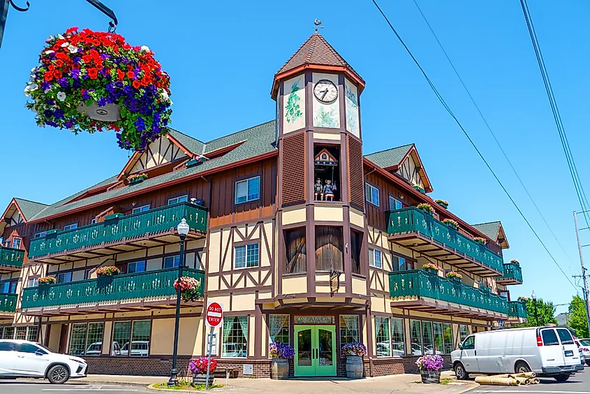 Downtown street in Mount Angel, Oregon.