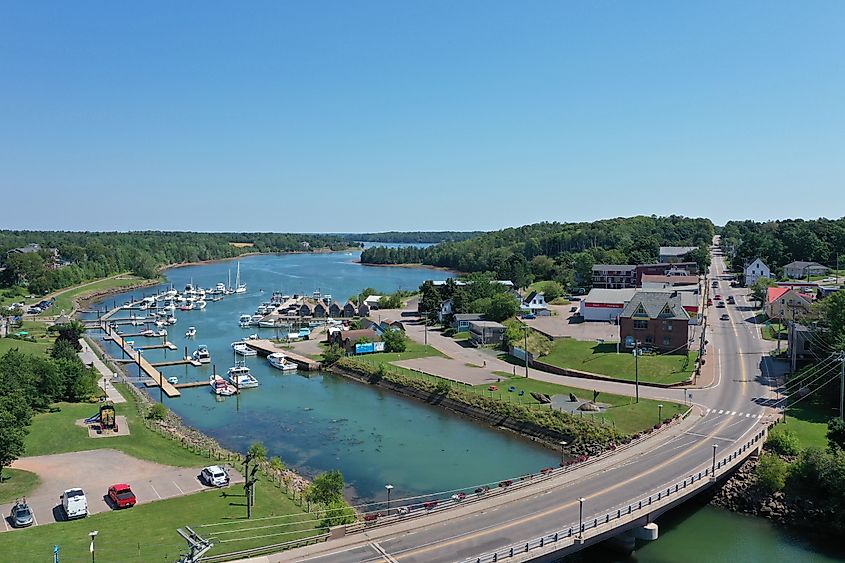 Boats at the marina in Montague, Prince Edward Island.