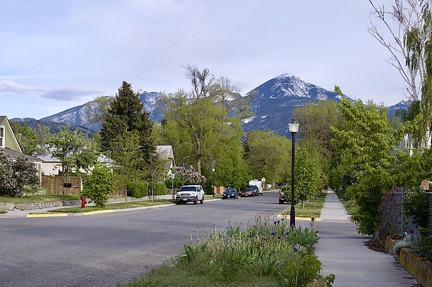 A residential neighborhood in Livingston, Montana. 