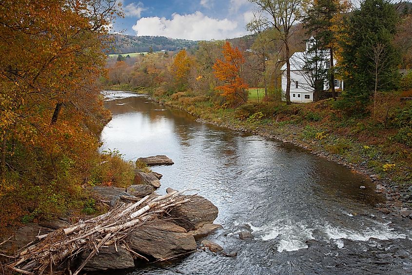 Ottauquechee River flowing near Woodstock, Vermont.