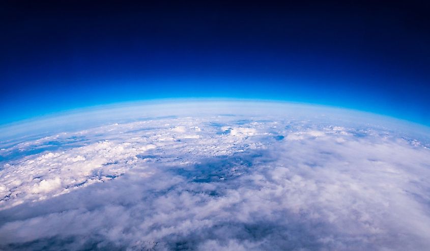 Amazing view of edge of earth and atmosphere layer.