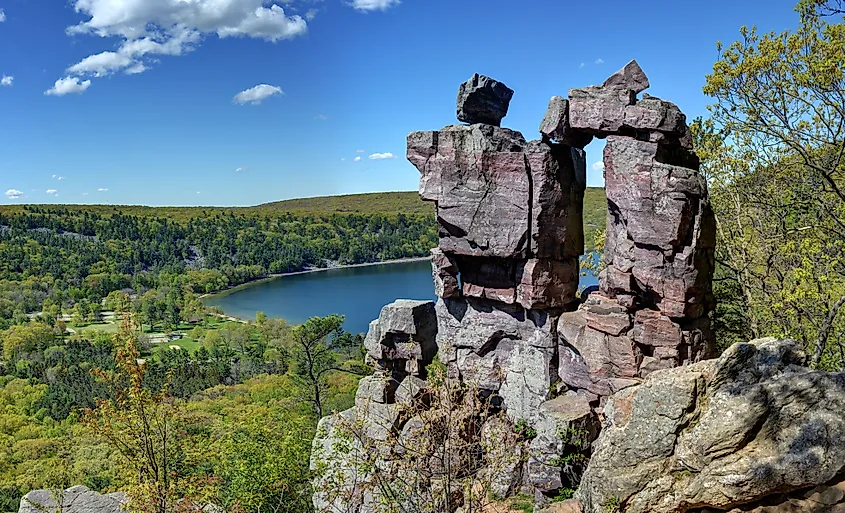 Devil's Lake below the quartzite bluffs of Devil's Lake State Park, Wisconsin.