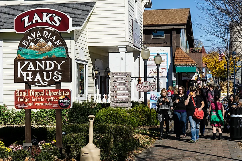 Downtown street in Frankenmuth, Michigan.
