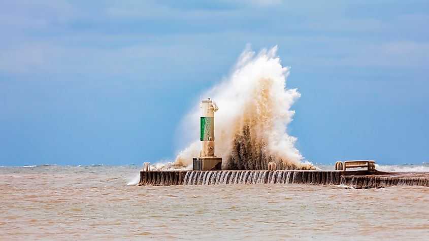 Winter storm on Lake Michigan