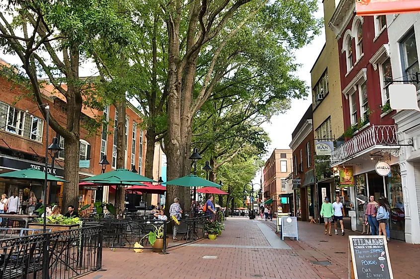 The downtown mall in Charlottesville, Virginia.