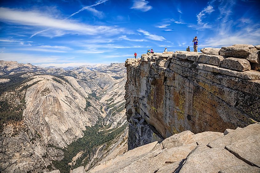 Hikers at the top of Half Dome in the Yosemite National Park.