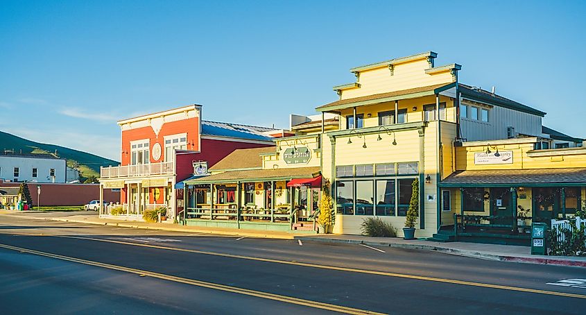 Cayucos, a charming beach town on California's Central Coast with a variety of shops such as restaurants and antique stores, via HannaTor / Shutterstock.com