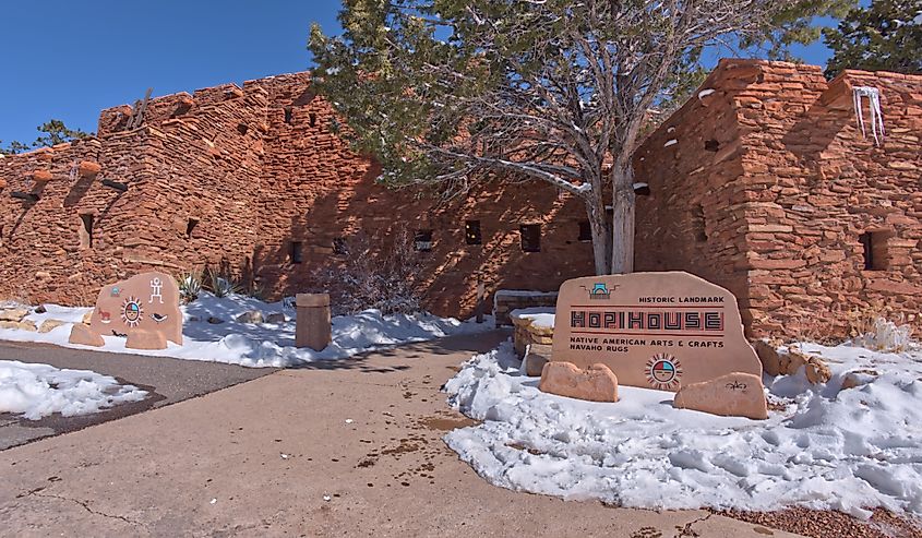 Historic Hopi House at Grand Canyon, in the winter