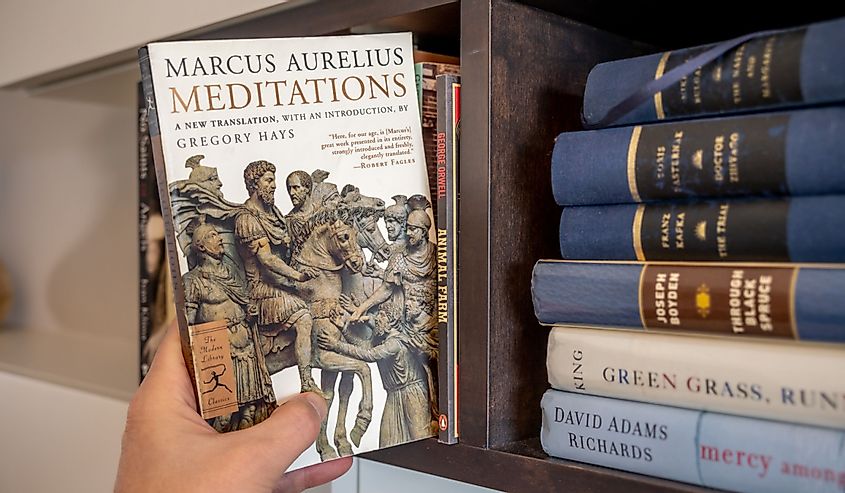 Cover of Marcus Aurelius's Meditations, the famous book on stoicism.