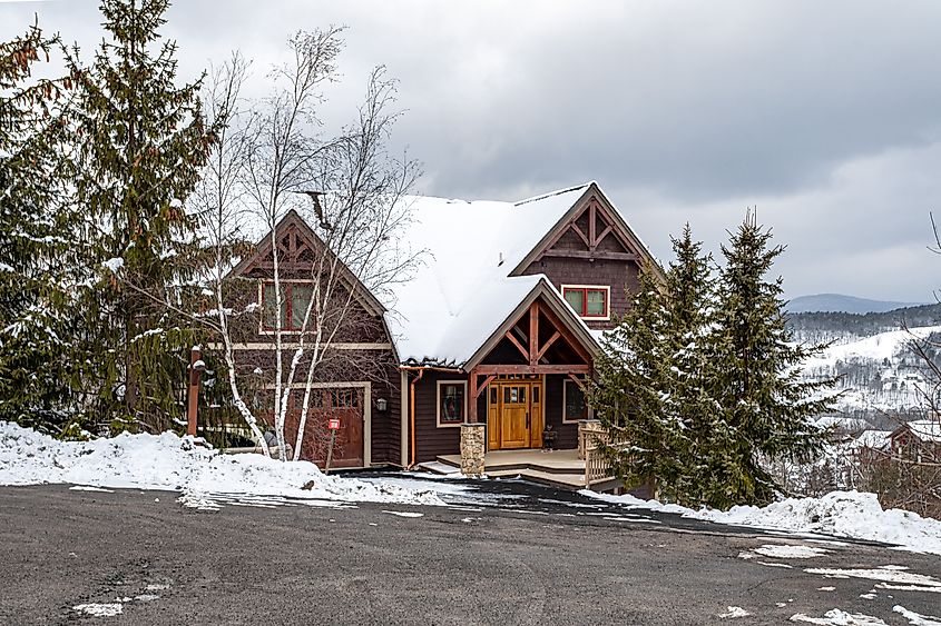 Scenic winter landscape in Windham, New York.