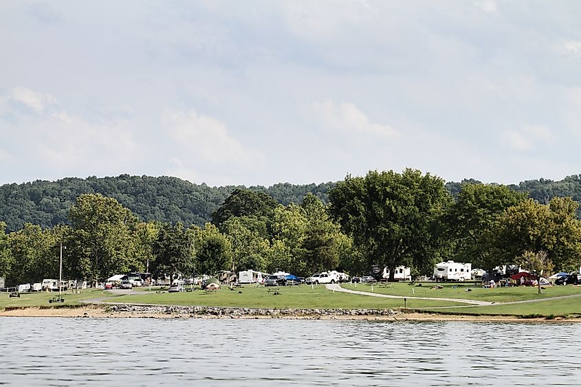 Green River Lake State Park Taylor County Kentucky August 13, 2017. People camping during the weekend.