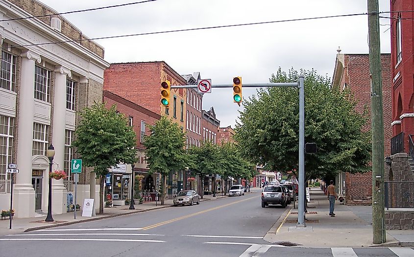 Street view in the town of Hinton, West Virginia.