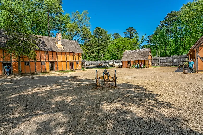 A replica of 16th century frontier fort in Jamestown, Virginia