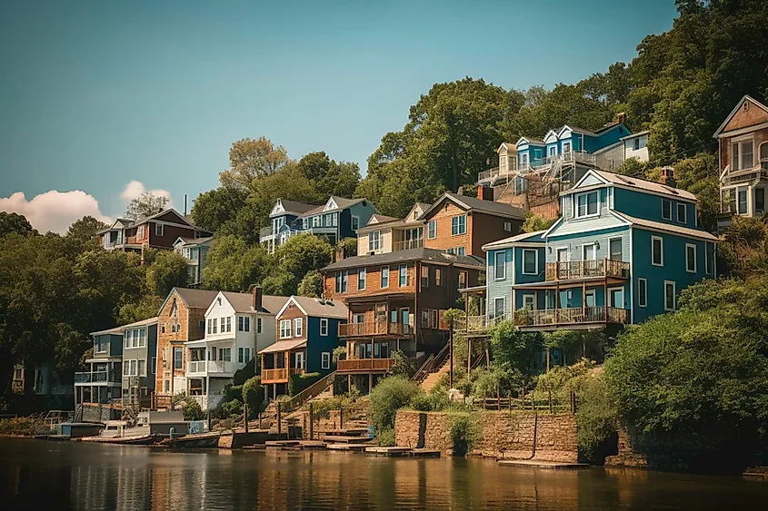  Historic neighborhood in Occoquan, Virginia.
