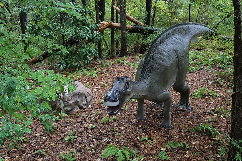 Life-sized dinosaur statue in Durham, North Carolina.