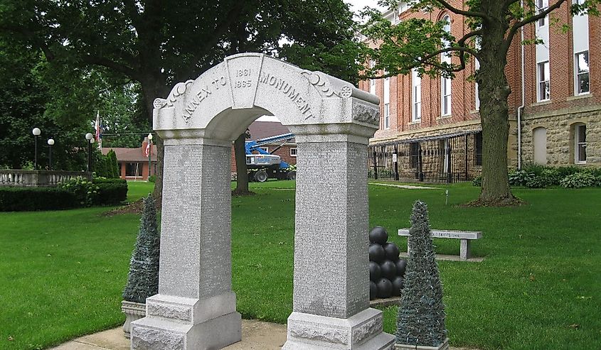 Annex to the Civil War memorial in front of the the Carroll County Courthouse in Mount Carroll, Illinois.