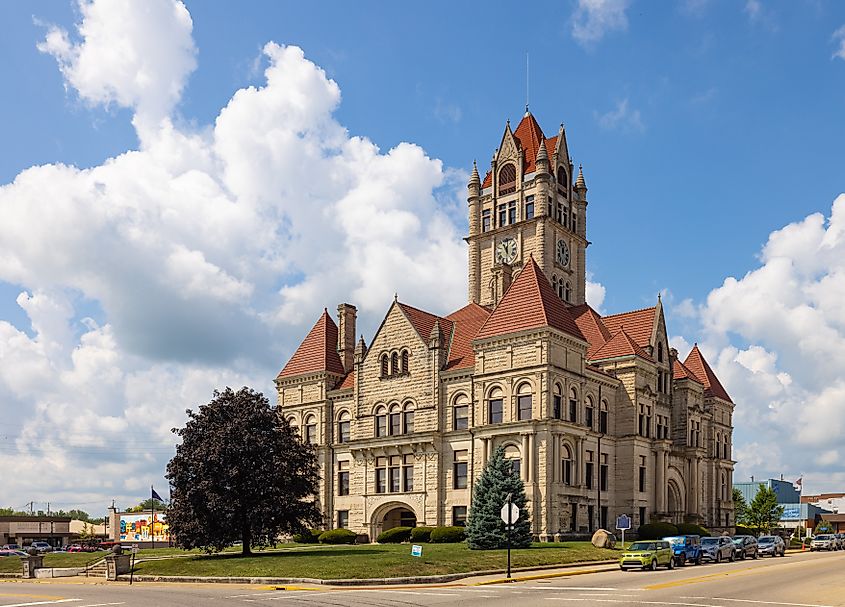 The Rush County Courthouse.