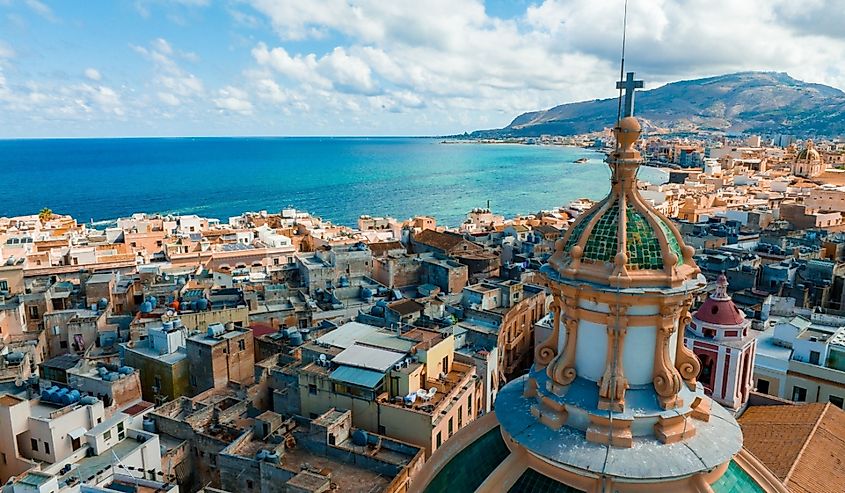 Aerial panoramic view of Trapani.