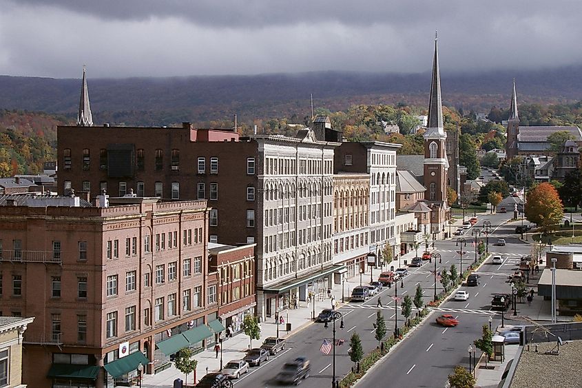 Main Street storefronts in North Adams, Massachusetts