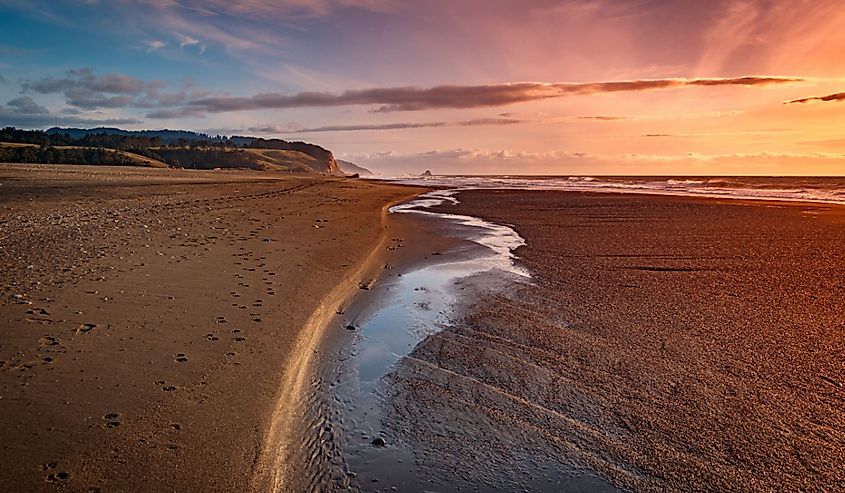 Sunset on Centerville Beach in Ferndale, California. Image credit BlossomCreativeCo via Shutterstock