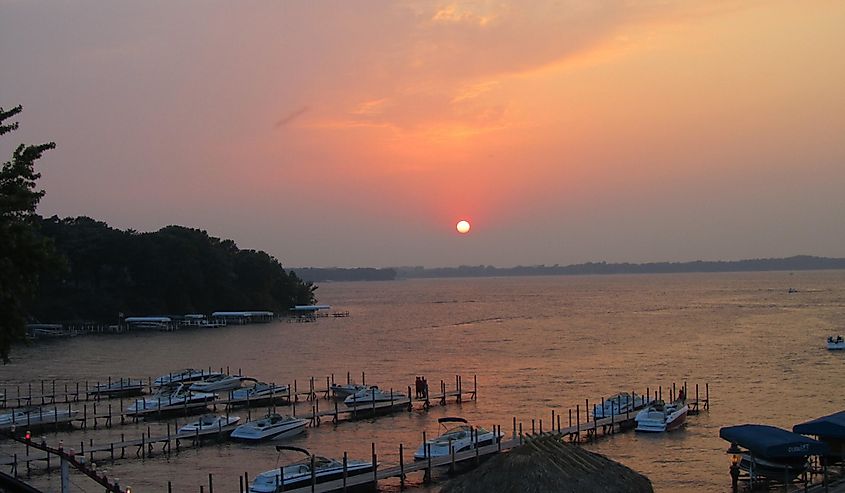 Sunset over West Lake Okoboji Iowa Arnolds Park