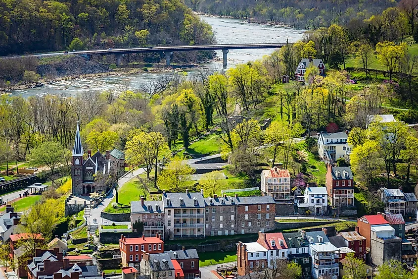 Historic buildings in Harpers Ferry, West Virginia.