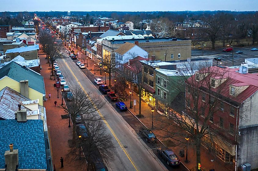 Aerial view of Burlington, New Jersey.