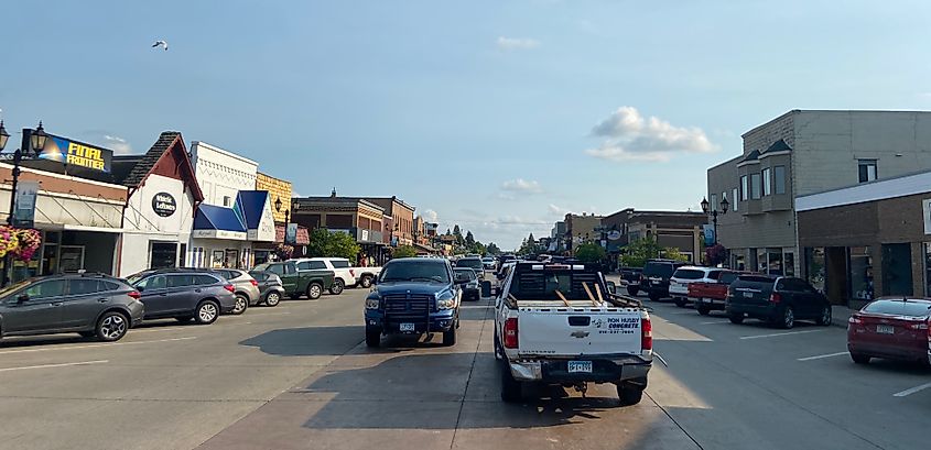 Main Avenue in downtown Park Rapids, Minnesota.