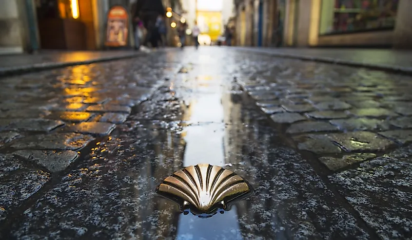 Symbol of the Camino de Santiago as it passes through burgos, Spain.