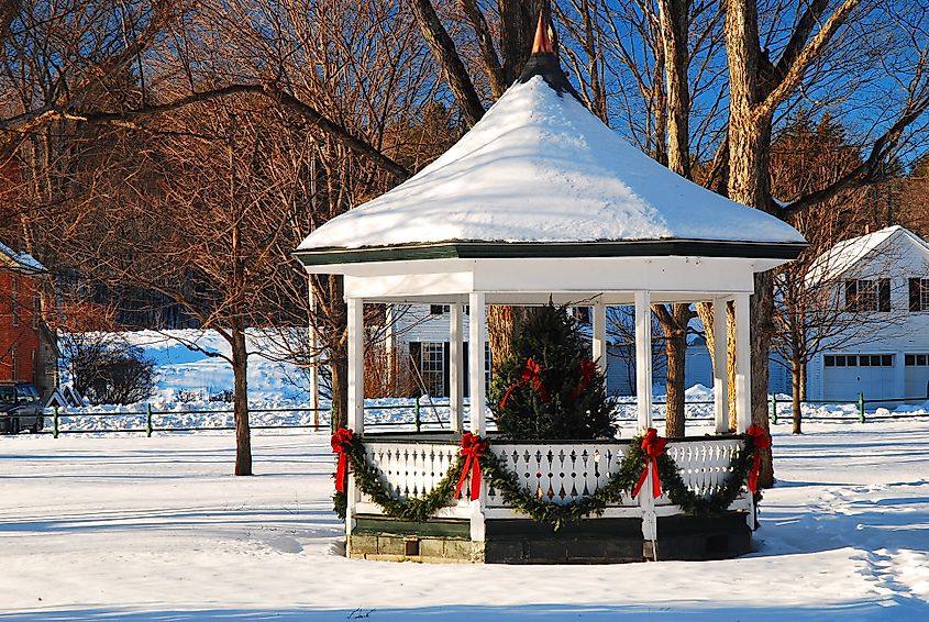 Christmastime gazebo in Grafton, Vermont.