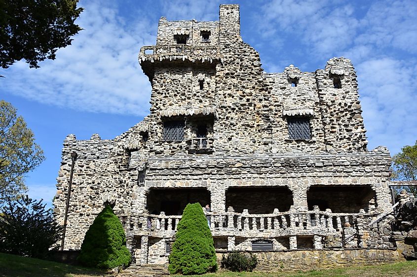 The beautiful ruins of the Gillette Castle in the Gillette Castle State Park, East Haddam, Connecticut. 