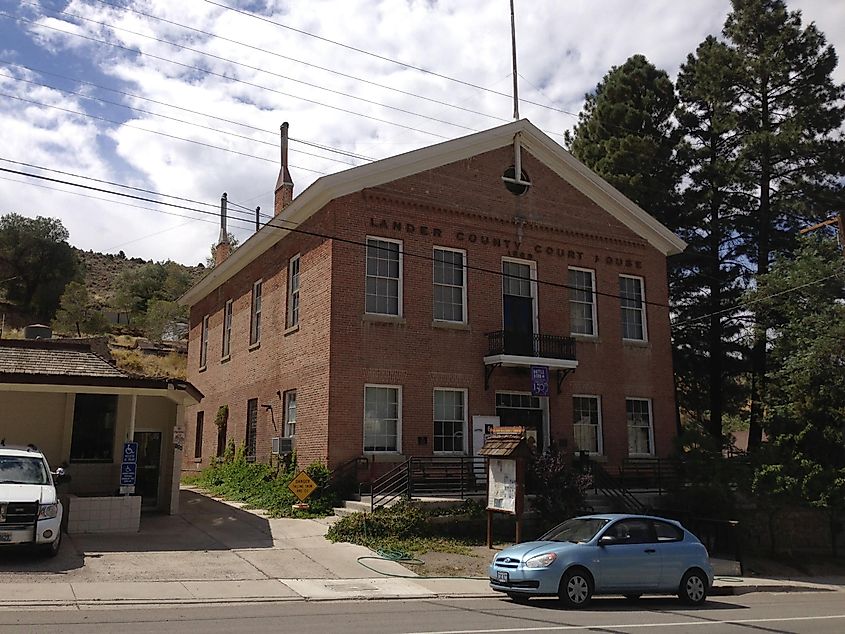 The old Lander County Court House on U.S. Route 50 in Austin, Nevada.