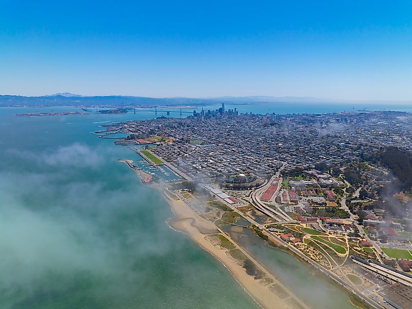 San Francisco aerial view at Marina District.
