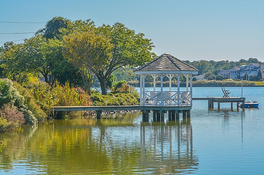 A beautiful gazebo on Silver Lake in Rehoboth Beach, Delaware.