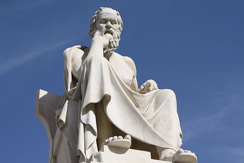 Statue of Socrates - ancient Greek philosopher, outside the neoclassical Academy of Athens in Greece