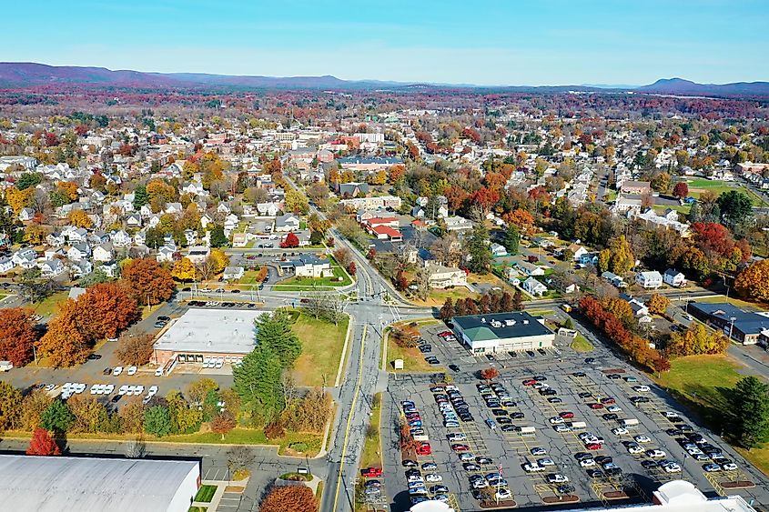 An aerial of Westfield, Massachusetts, United States