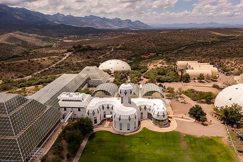 Biosphere 2 building, part of the University of Arizona campus in Oracle, Arizona