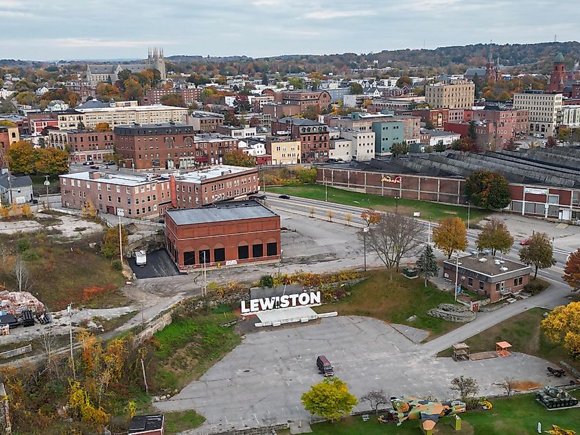 Aerial view of Lewiston, Maine.