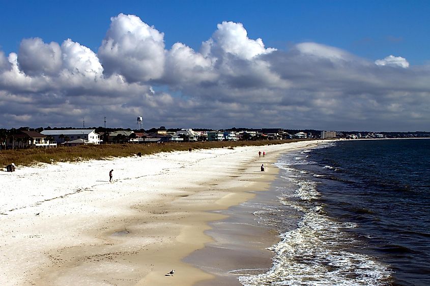 Looking east from the public pier in Mexico Beach, FL.