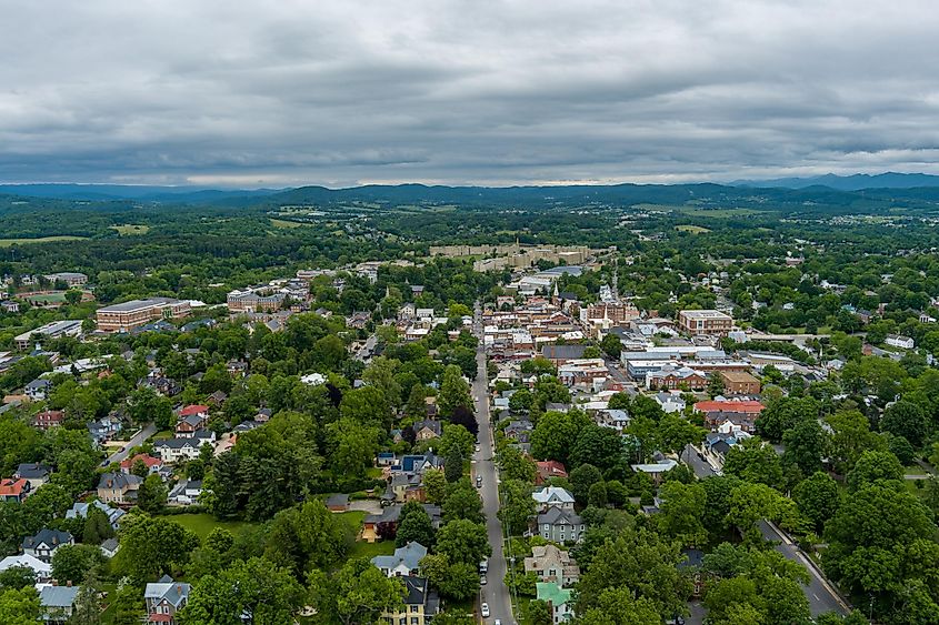 Aerial view of Lexington, Virginia