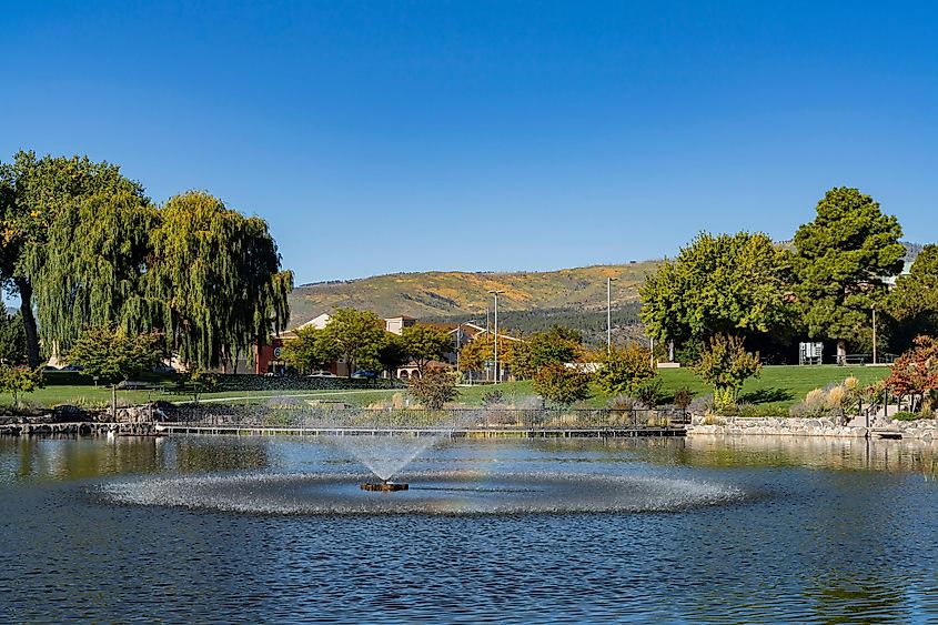 Morning view of the Ashley Pond Park at Los Alamos, New Mexico