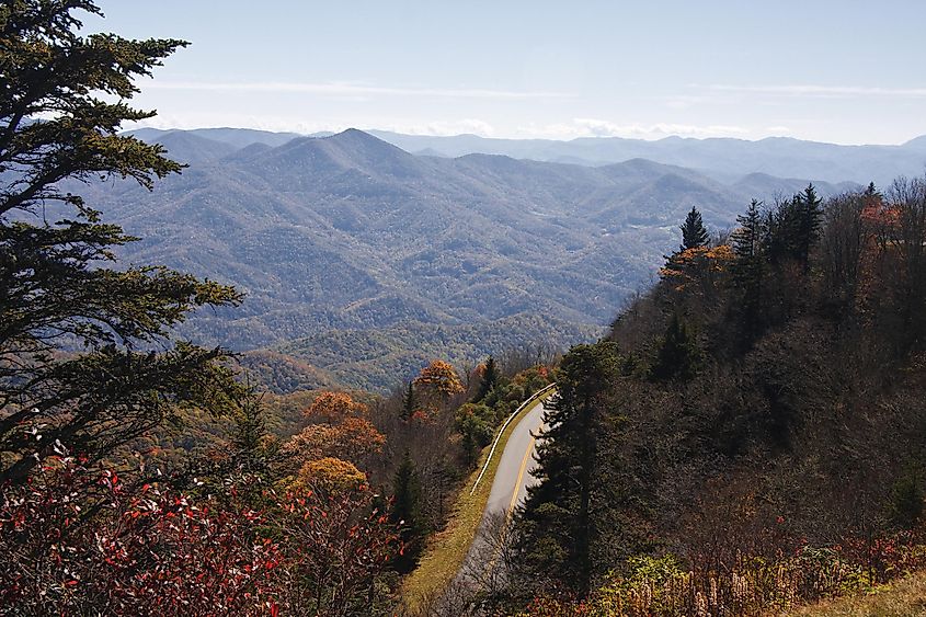 Blue Ridge Parkway Road at Waterrock Knob in North Carolina