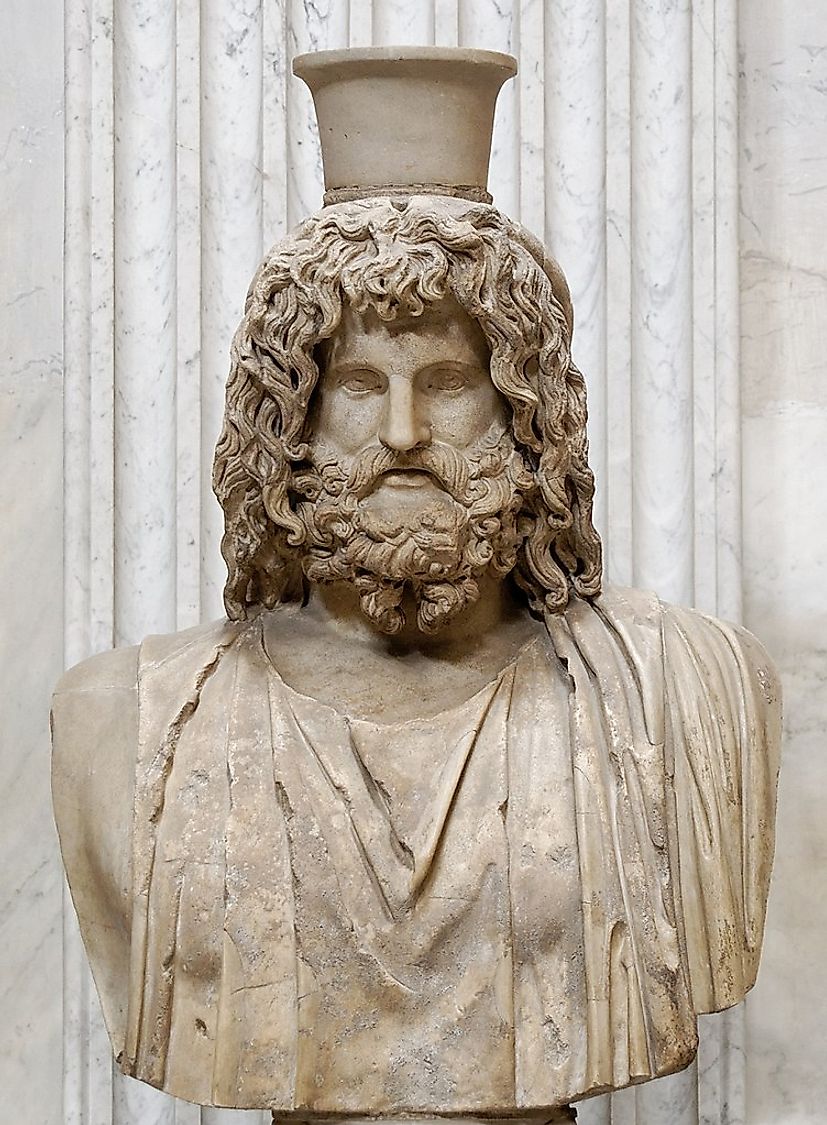 Bust of Serapis. Marble, Roman copy after a Greek original from the 4th century BC, stored in the Serapaeum of Alexandria.