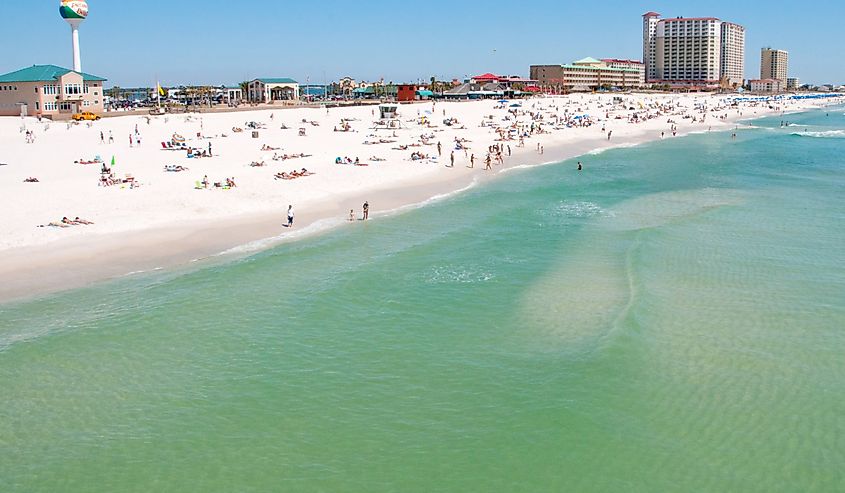 Sandy Pensacola Beach with the city in the background