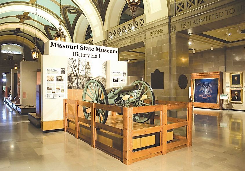 At the entrance of the Missouri State Museum in Jefferson City, Missouri