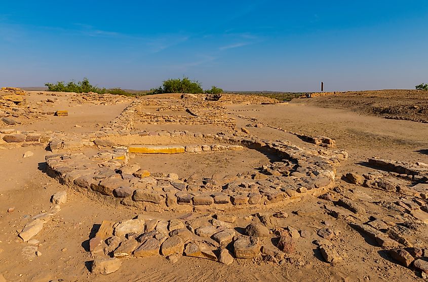 Remains of ancient town Dholavira in Kutch, Gujarat, India.