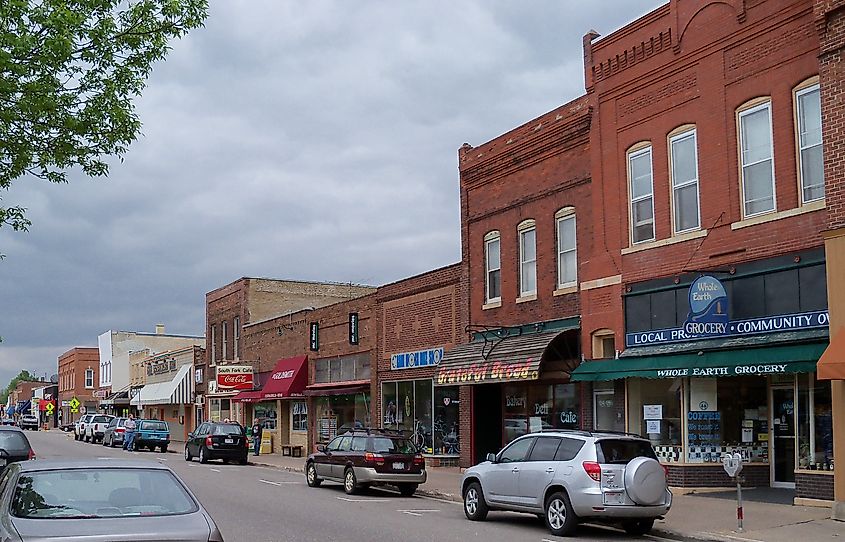 Buildings in downtown River Falls, Wisconsin