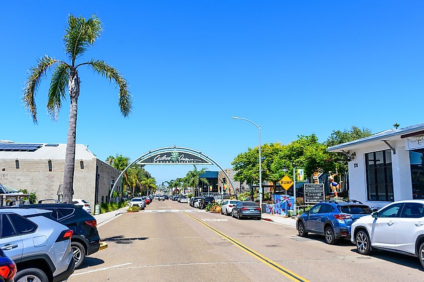 Street view of Cedros Avenue Design District in Solana Beach, California